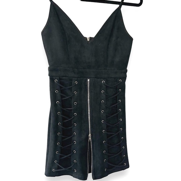 Seek The Label Faux Suede Lace-Up Bodycon Dress - Picture 2 of 11